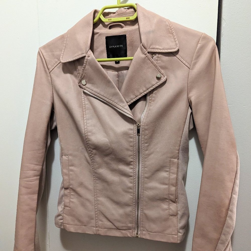 Dynamite Light Pinm Pleather / Faux Leather Jacket (XS) - LIKE NEW